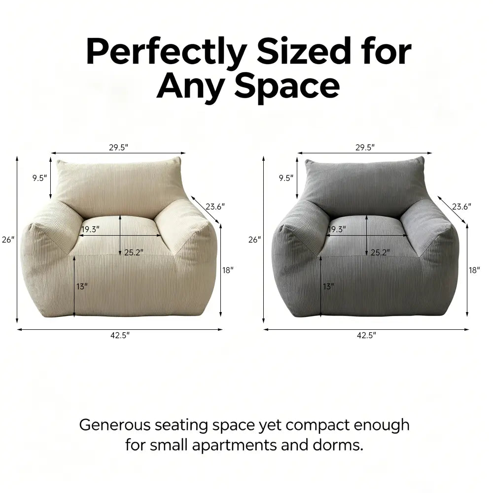 Single Sofa, Human Dog Bed, Lazy Sofa Couch, Plush Floor Gaming Chair, Suit to Put in Bedroom, Living Room,Space Saving Design High-Rebound Memory Foam Filling Modern Upholstered Sofa