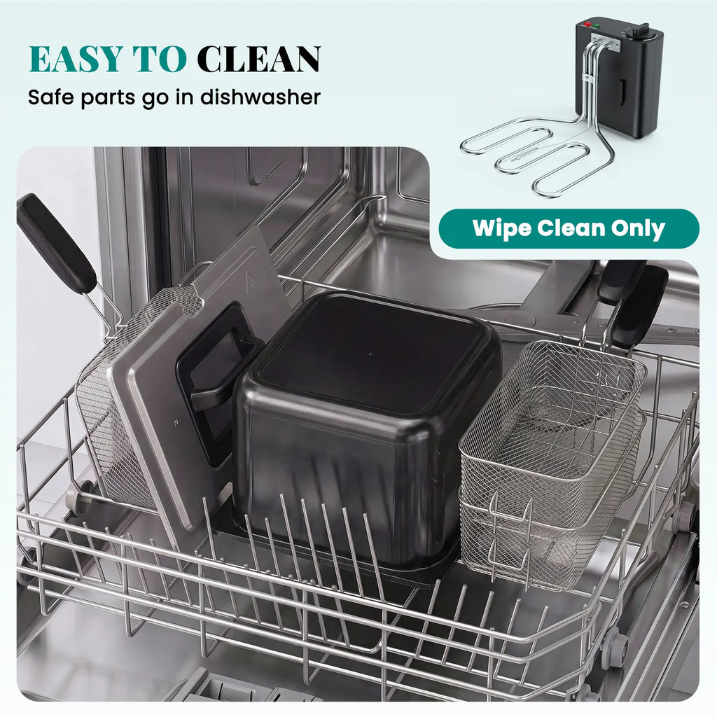 Sweetcrispy 3/5L Professional Electric Deep Fryer (Kitchen Appliances) - 3 Baskets, 1800W Fast Heating 304 Stainless Steel, Viewing Lid, Adjustable Temp, Versatile Heat Settings, Simple Use & Cleaning, 265°F-375°F for French Fries, Chicken, Temperature Co