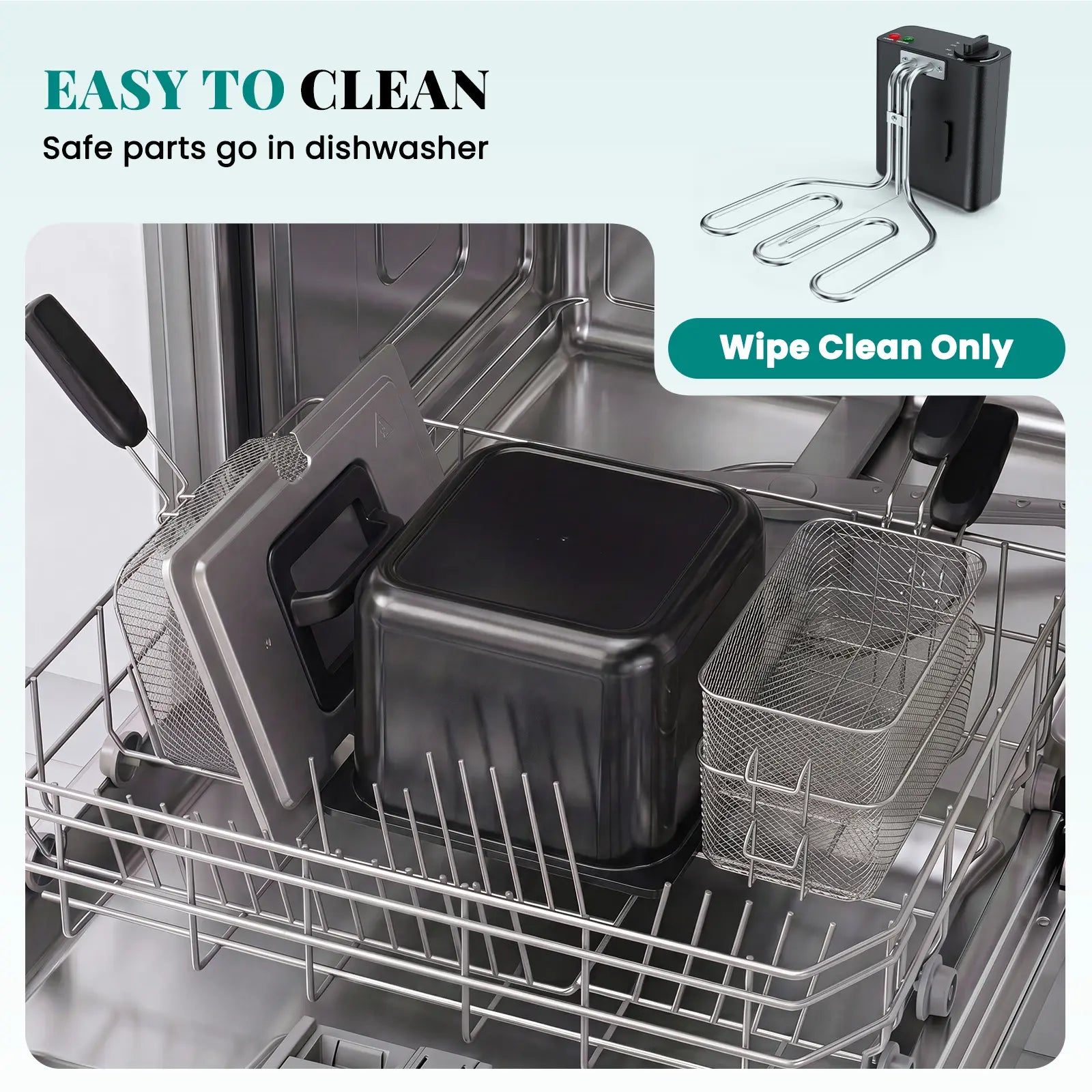 Sweetcrispy 3/5L Professional Electric Deep Fryer (Kitchen Appliances) - 3 Baskets, 1800W Fast Heating 304 Stainless Steel, Viewing Lid, Adjustable Temp, Versatile Heat Settings, Simple Use & Cleaning, 265°F-375°F for French Fries, Chicken, Temperature Co