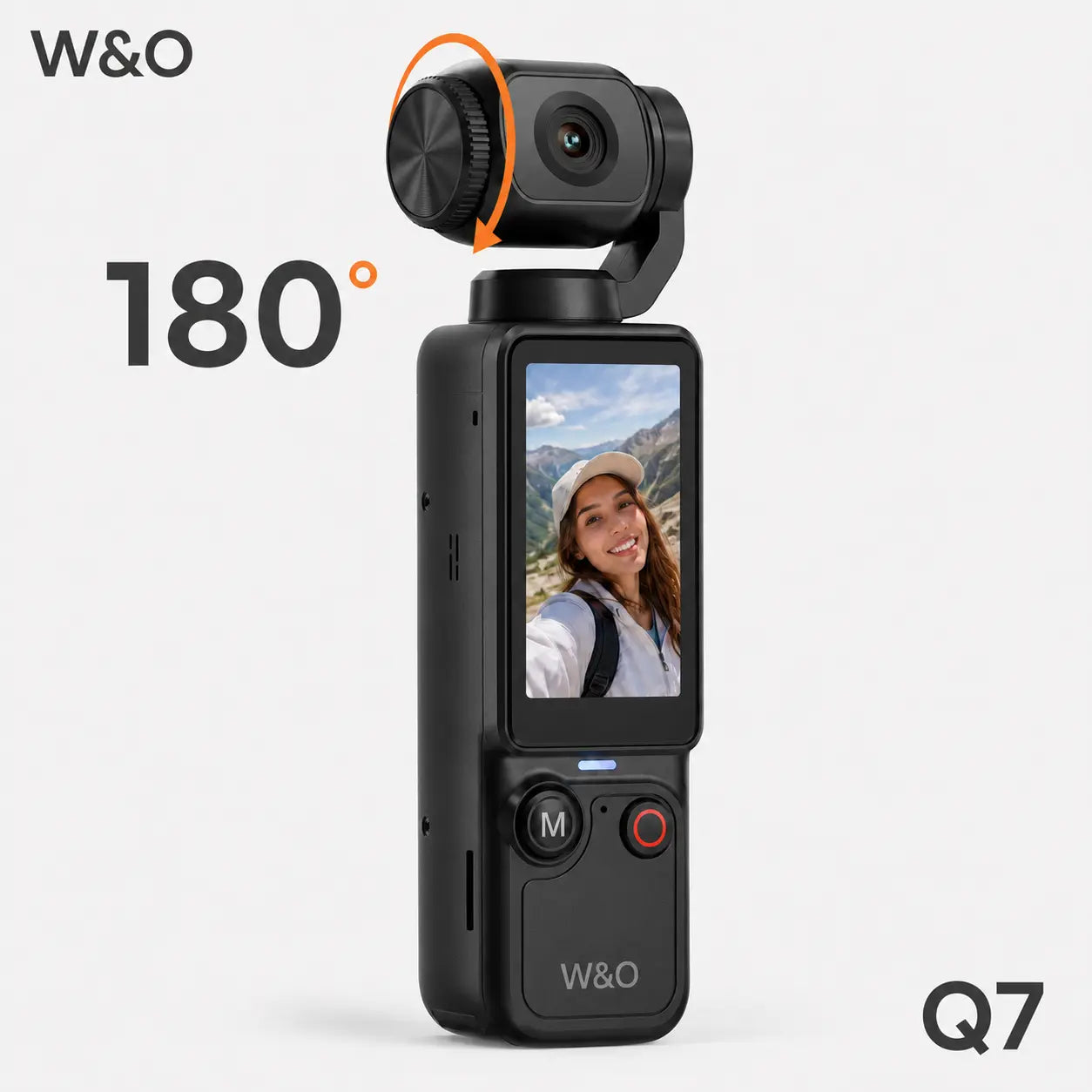 W&O Q7 Portable Vlogging Camera with 180° Rotating Lens, Autofocus, 1.9" Screen, 32GB Memory Card and Mini Tripod, USB Rechargeable Handheld Camera for Travel, Selfies and Daily Recording,Back to School,Back to School Haul
