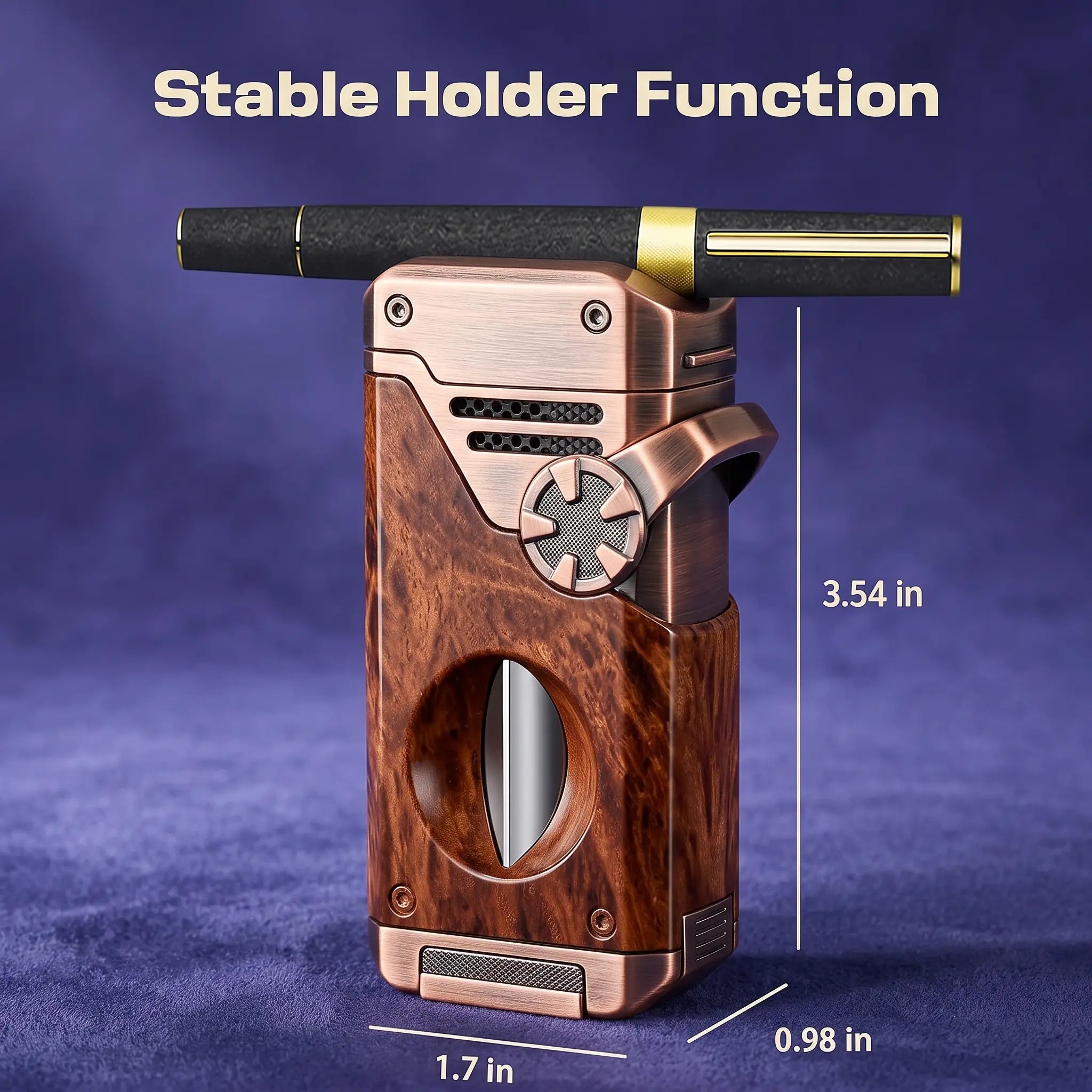 (Gas Not Included) 5-In-1 Quad Flame Butane Lighter, Windproof Refillable Lighter with Adjustable Flame, EDC Tool for Outdoor & Daily Use, Great Gift for Men, Dad, Boyfriend, Business, Gift Box Included