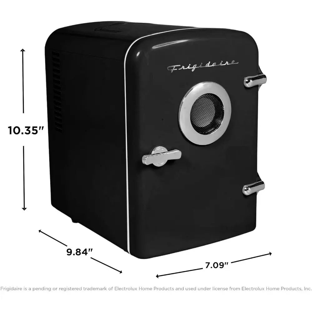 Mini Portable Compact Personal Home Office Fridge Cooler, BUILT in SPEAKER, 4L Capacity, Chills Six 12 Oz Cans, 100% Freon-Free & Eco Friendly