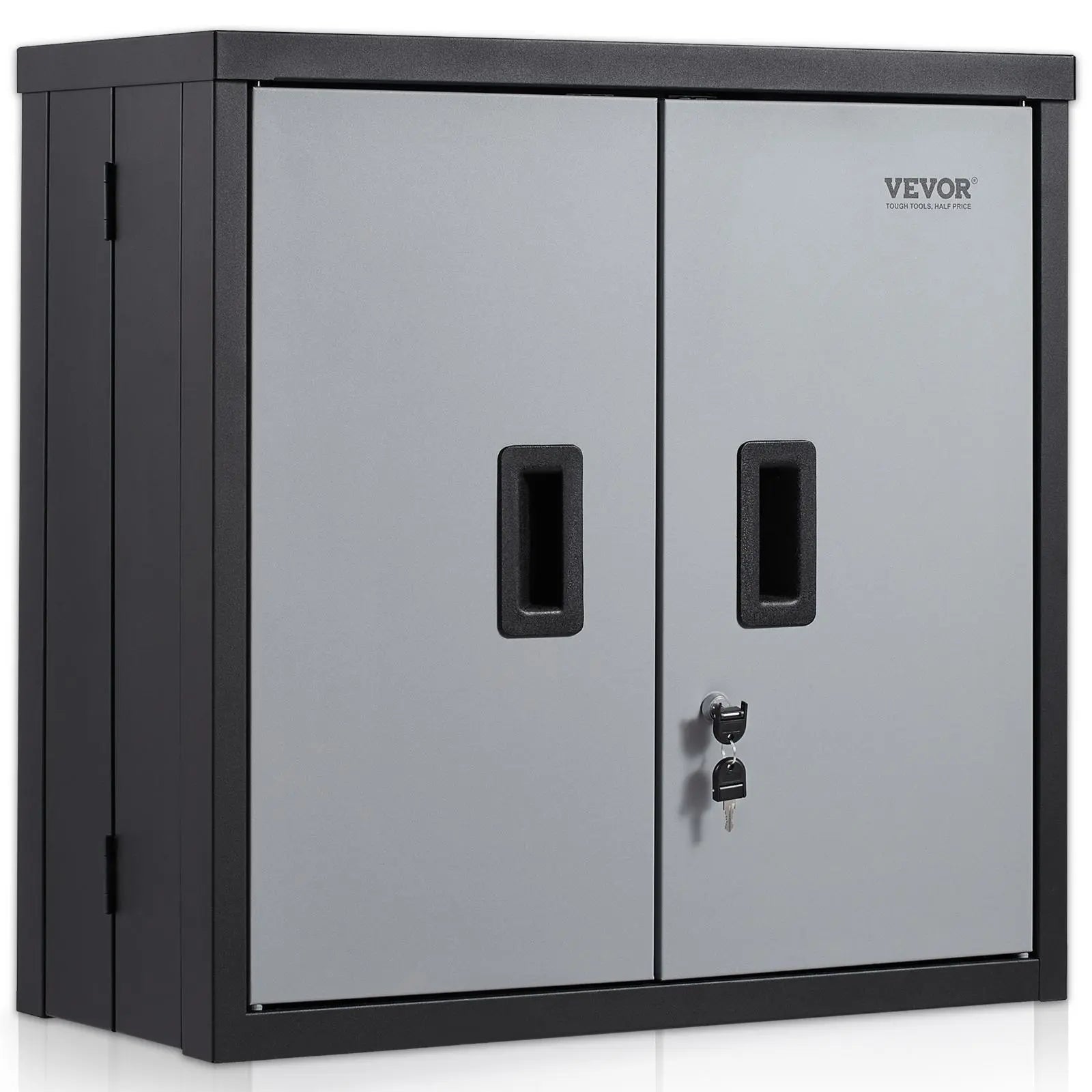 【Back to School】Vevor Foldable Wall-Mount Metal Garage Cabinet Furniture, 26" Heavy-Duty Tool Chest with 240 LBS Capacity, Adjustable Shelf, Magnetic Doors, Steel Board, Pre-Drilled Holes Simplify Wiring - Ideal for Garage, Home Use