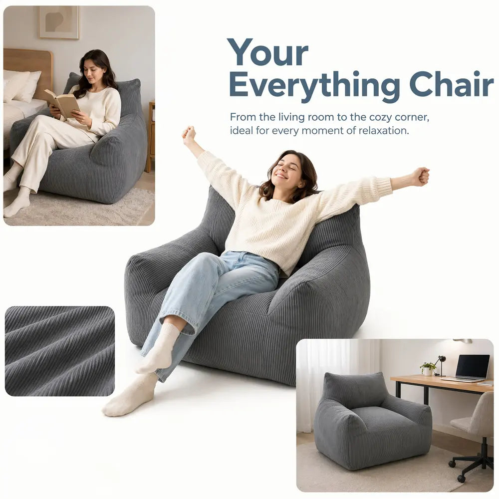 Single Sofa, Human Dog Bed, Lazy Sofa Couch, Plush Floor Gaming Chair, Suit to Put in Bedroom, Living Room,Space Saving Design High-Rebound Memory Foam Filling Modern Upholstered Sofa