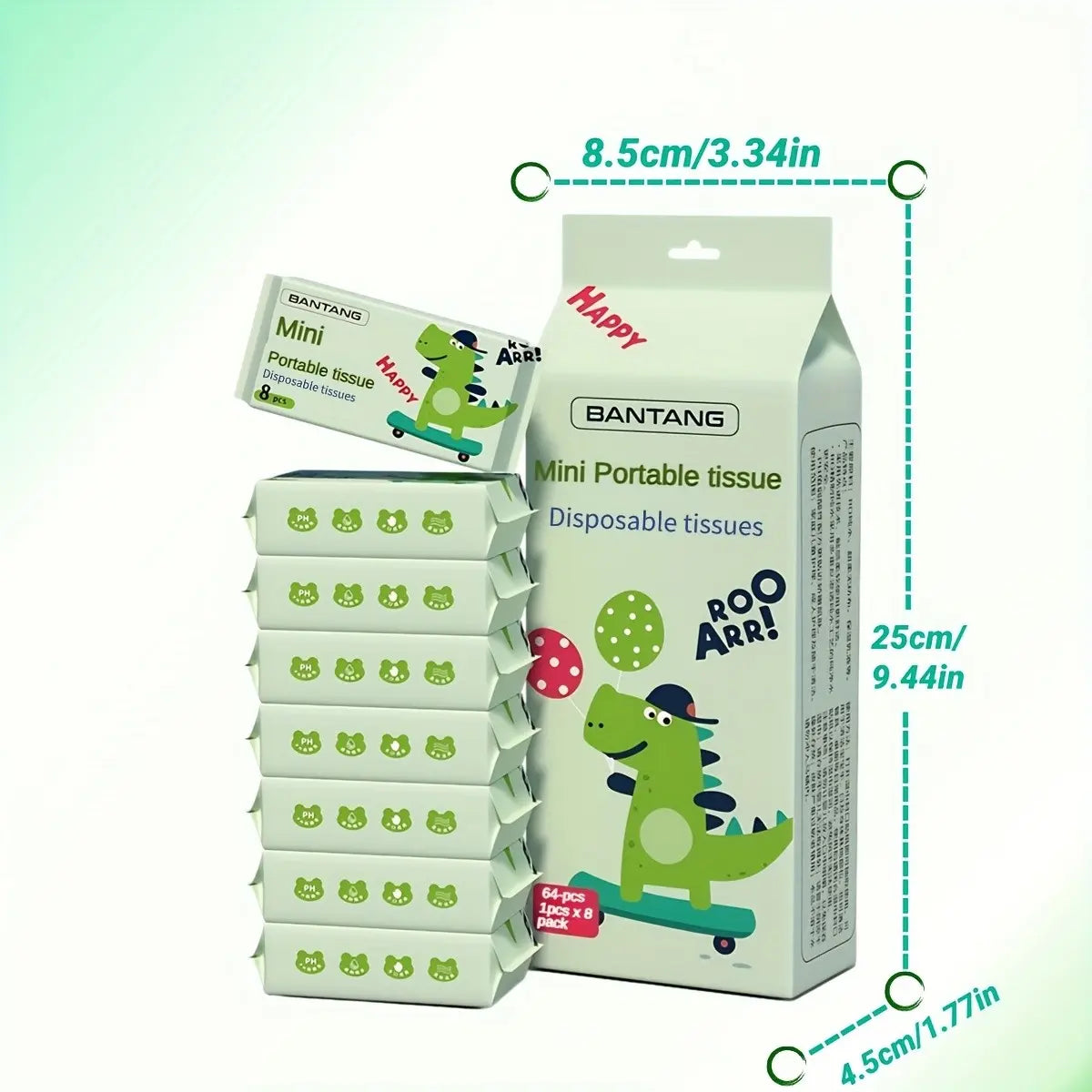 8 Packs 64 Sheets Cute Animal Mini Portable Wet Wipes, Durable Fast-Dry Cleaning Cloths, Ideal for Travel, Outdoor Picnic, Kitchen, Bathroom, Home Clean-Up