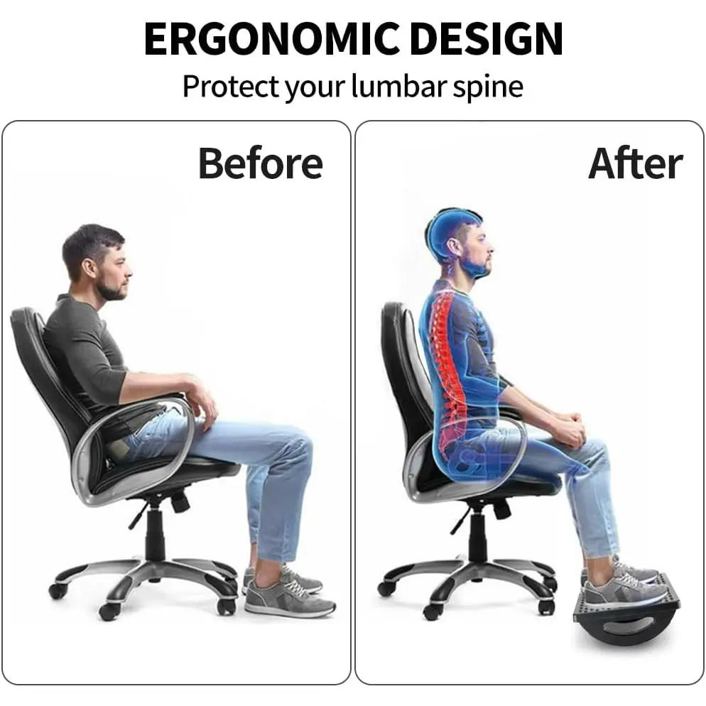 Ergonomic Office Foot Rest, Thick PP Rocking Foot Stool with Roller Massager, 13X9.6X5" Durable under Desk Leg Rest for Office Users