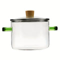 1600Ml/54Oz Borosilicate Glass Cookware with Yellow Handle - Transparent, Heatproof, Thermal, Oven-Safe, Easy-Clean, Odorless Home Supply for Stoves, Soup Cooking, Families