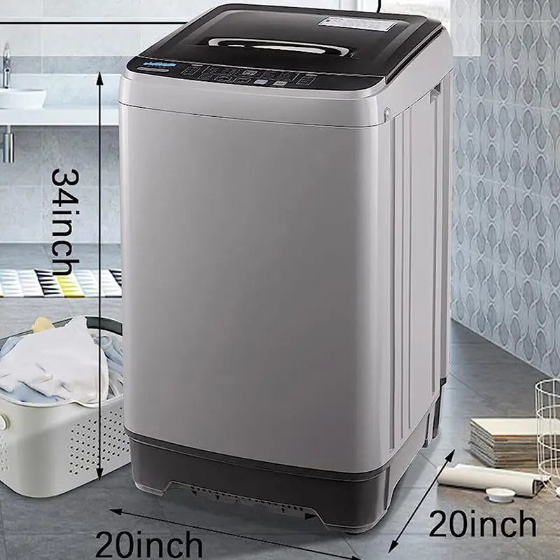 17.7 Lbs Portable Washing Machine Full Automatic, Compact Top Load Washer for Apartment Dorm RV, Small Laundry Machine with Drain Pump & 10 Wash Programs, Quiet Space Saving Fully Automatic Washer, LED Display Perfect for Small Space Home Use