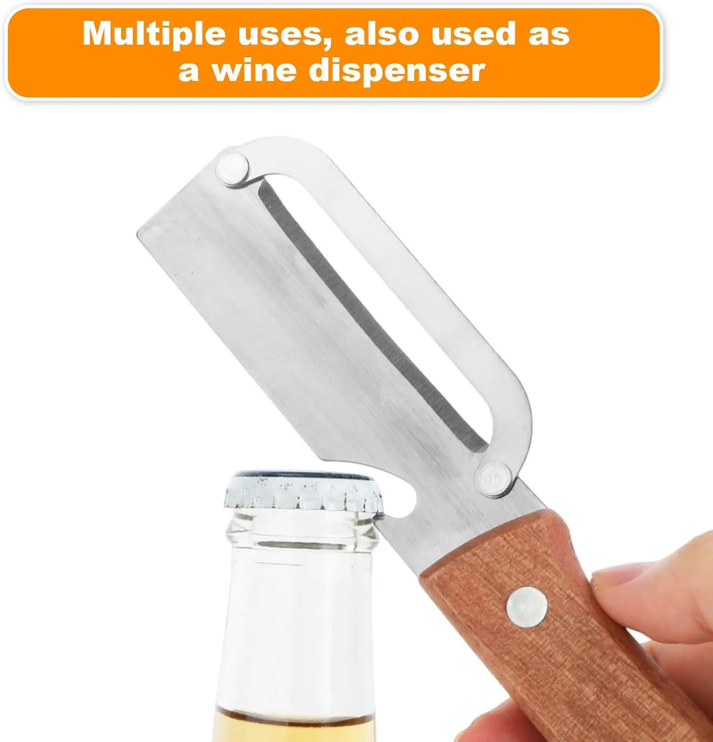 Multi-Functional Vegetable Peeler with Stainless Steel Blade, Wooden Handle, and Bottle Opener Kitchen Tool, Suitable for Peeling Fruits, Vegetables, Pumpkin, Papaya, Zucchini, Potatoes, and Carrots.