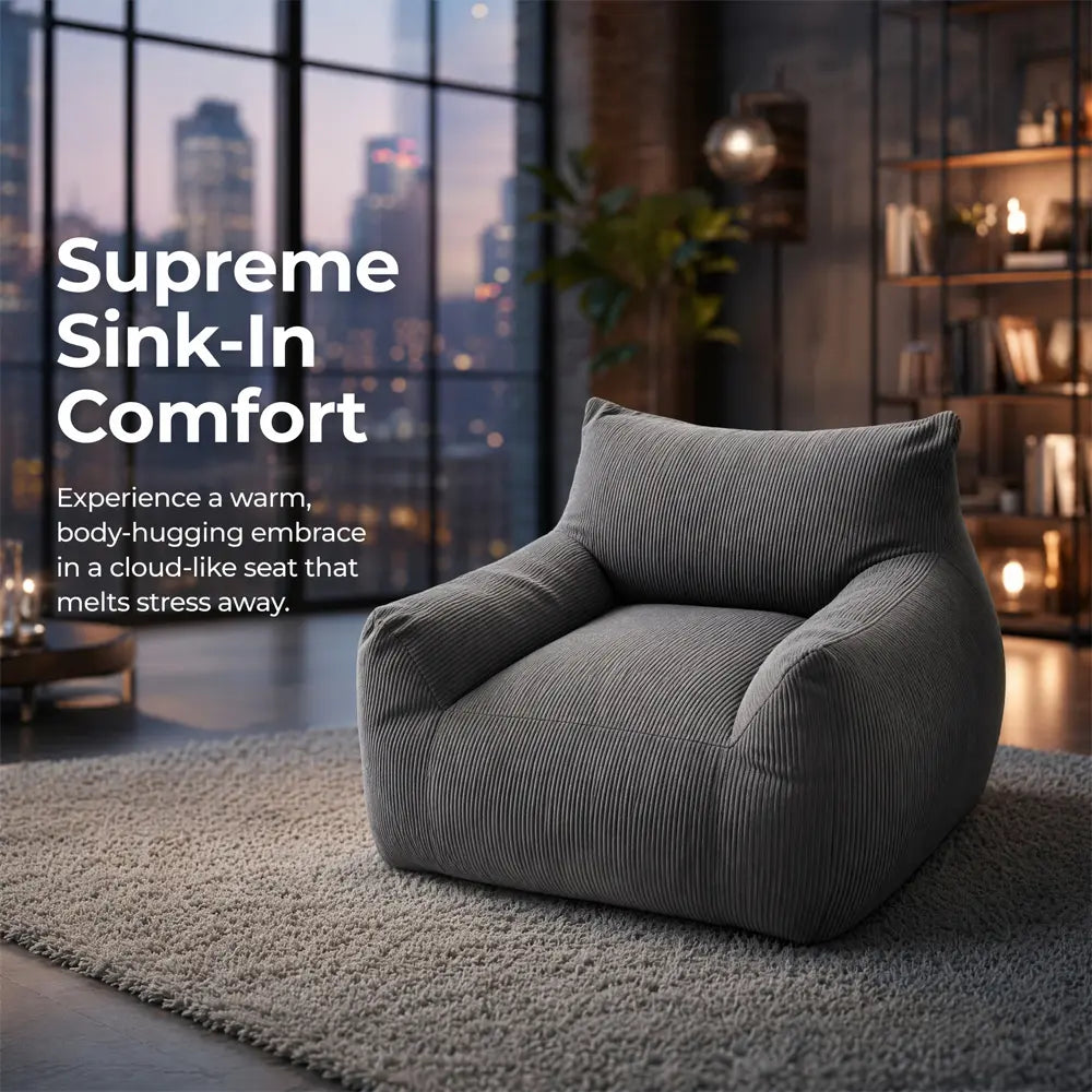 Single Sofa, Human Dog Bed, Lazy Sofa Couch, Plush Floor Gaming Chair, Suit to Put in Bedroom, Living Room,Space Saving Design High-Rebound Memory Foam Filling Modern Upholstered Sofa