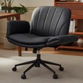 Summervibes Dowinx Criss Cross Chair with Five-Level Adjustable Arms and Wheels - Comfortable Ergonomic PU Leather Swivel Vanity Chair - Computer Makeup Gaming Chair for Home Office, Bedroom, Living Room