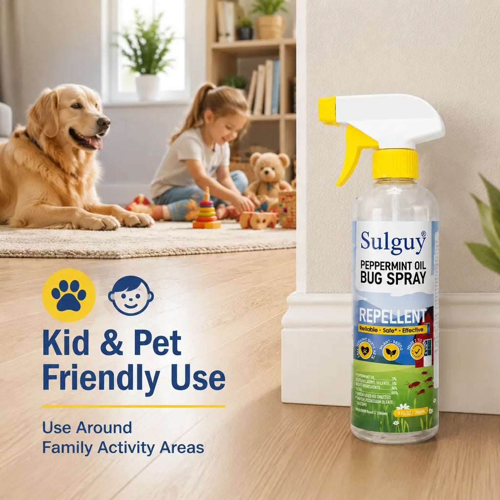 Sulguy Peppermint Spray (9Oz) - Kid-Safe Natural Residential Pest , Weekly Spray for Ants, , Spiders, Pet-Safe Home Care Supply with Oil Scent, 266Ml Bug
