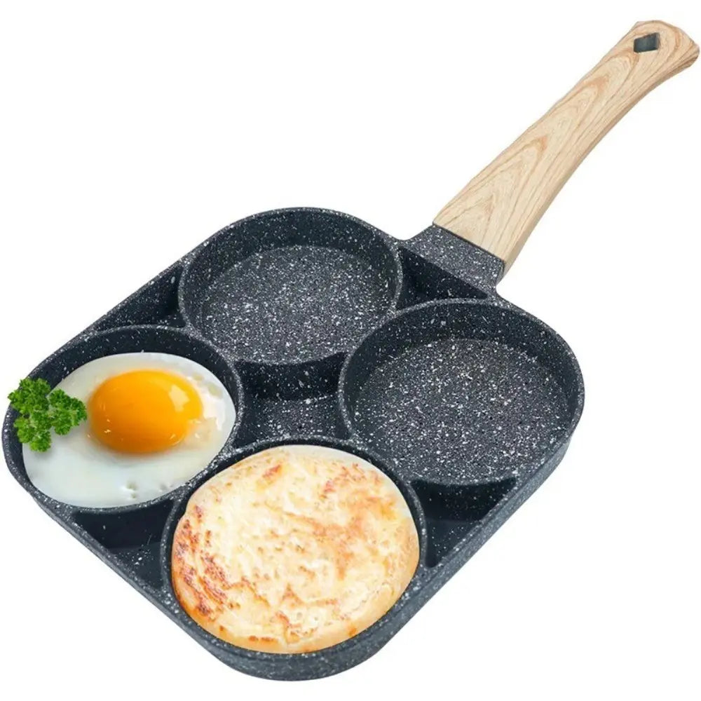 Rectangular Aluminum Nonstick Egg Skillet - 4-Cup Pancake Pan, Gas & Induction Compatible, Ideal for Omelettes & Outdoor Use Stainless Steel Cooking Fry Basket