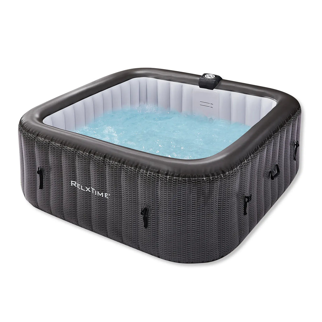 RELXTIME 73-Inch Reusable Plastic Inflatable Outdoor Hot Tub, 4-6 Person Energy-Efficient Portable Family Jacuzzi with Insulated Cover & Mat for Gatherings