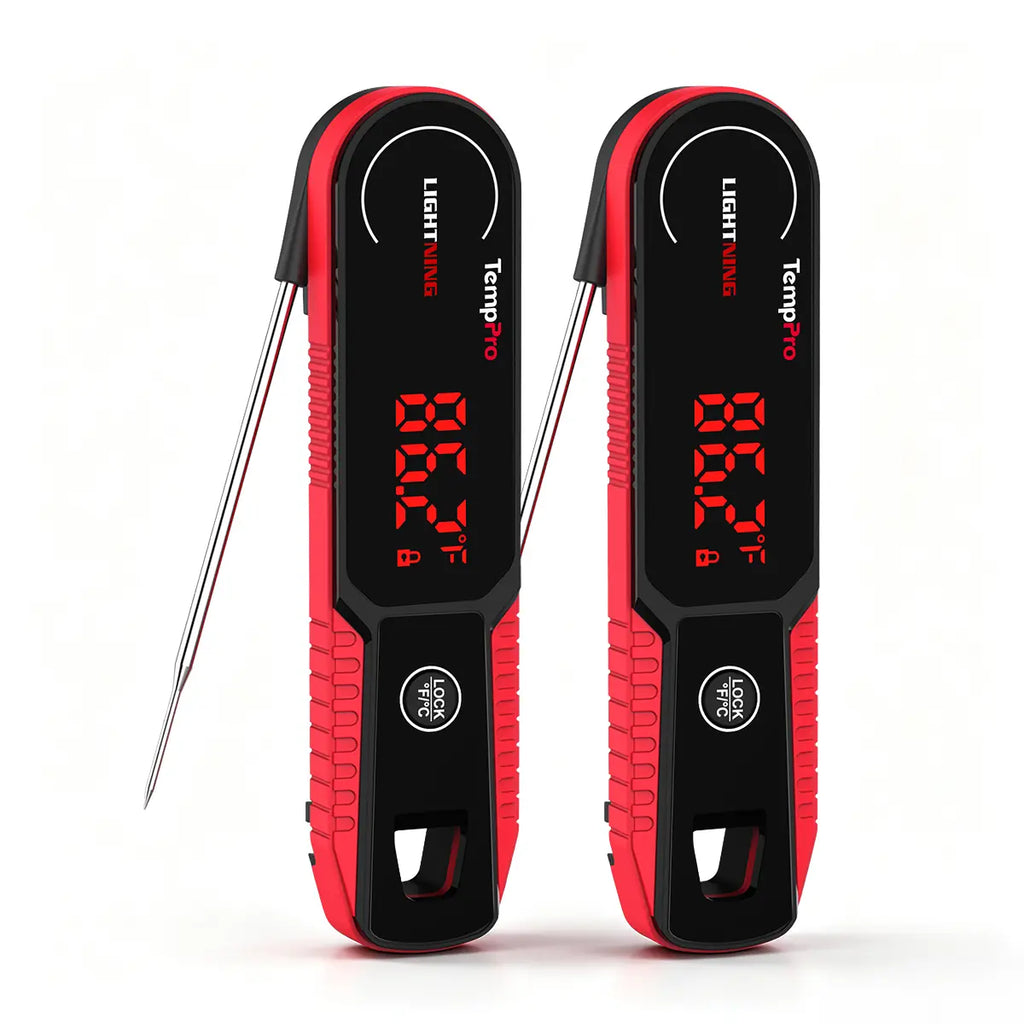 Temppro 2-Pack Digital Kitchen Meat Thermometer with Red LED Display, Dual Probes for Precise Cooking (TP620W+TP622W), Utensils