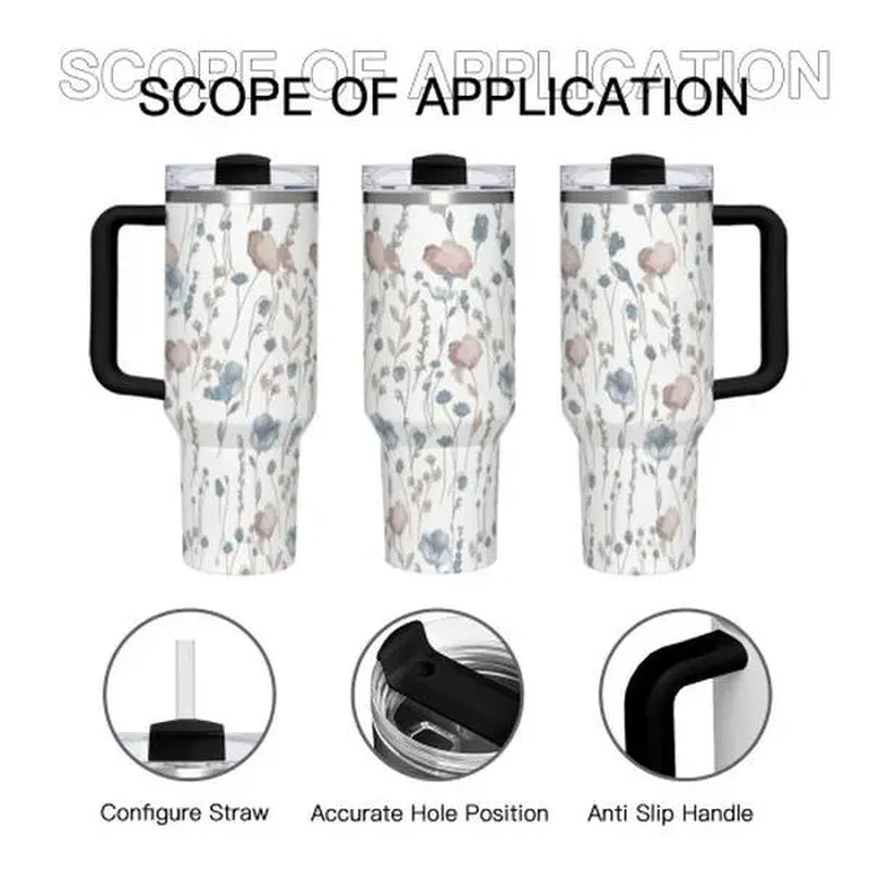 Ghostface Scream 40Oz Tumbler, Scream Horror Movie Travel Mug with Handle, Stainless Steel Insulated Cup, Full Wrap Printed Drinkware, Halloween Gift for Horror Fans