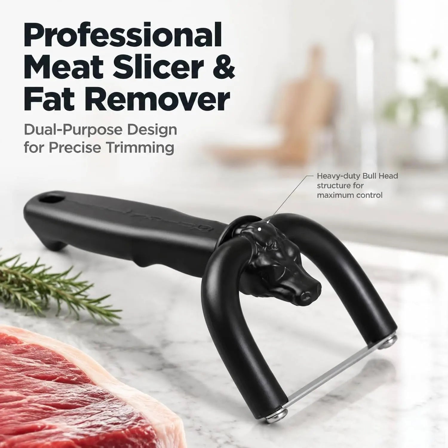 Beef & Pork Slicer, Handheld Meat Fat Trimming Knife, Ergonomic Meat Cutting Tool for Butchering, Meat Preparation & Home Kitchen Use
