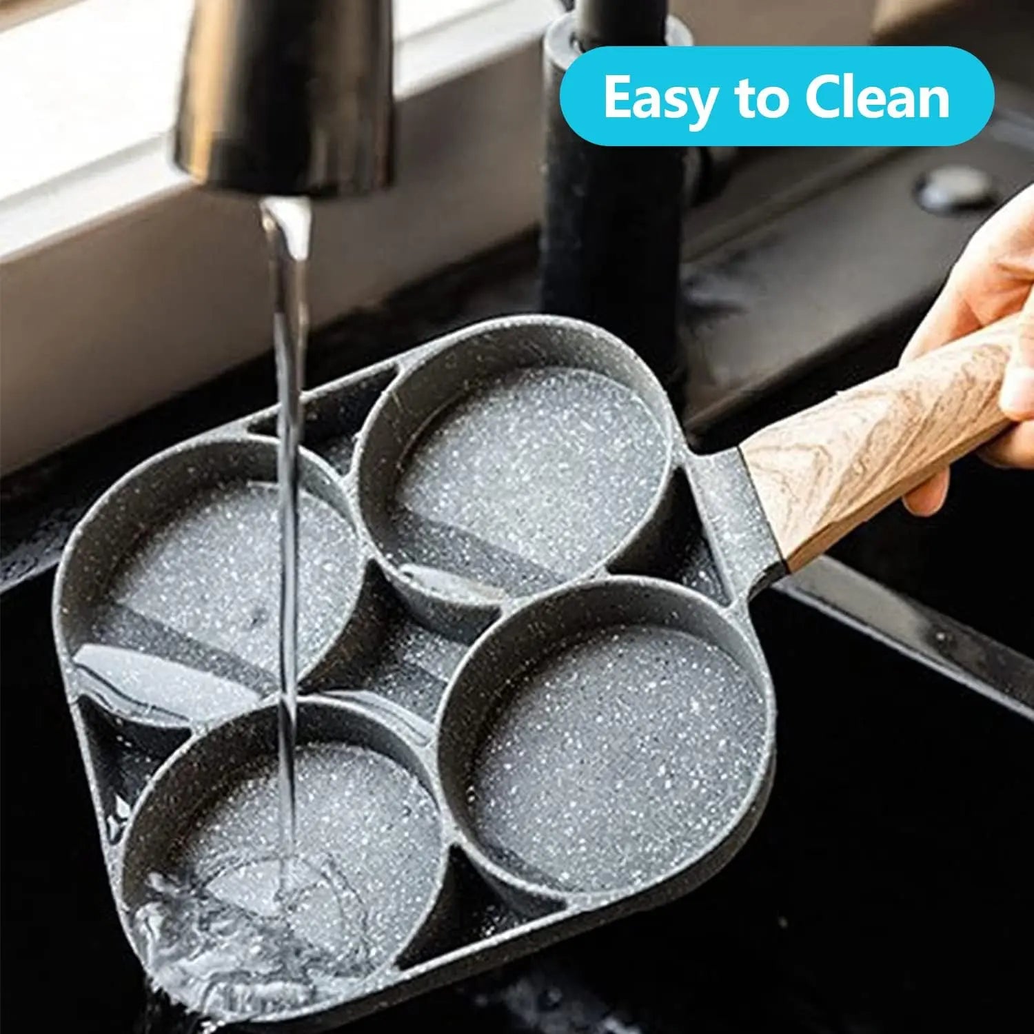 Rectangular Aluminum Nonstick Egg Skillet - 4-Cup Pancake Pan, Gas & Induction Compatible, Ideal for Omelettes & Outdoor Use Stainless Steel Cooking Fry Basket