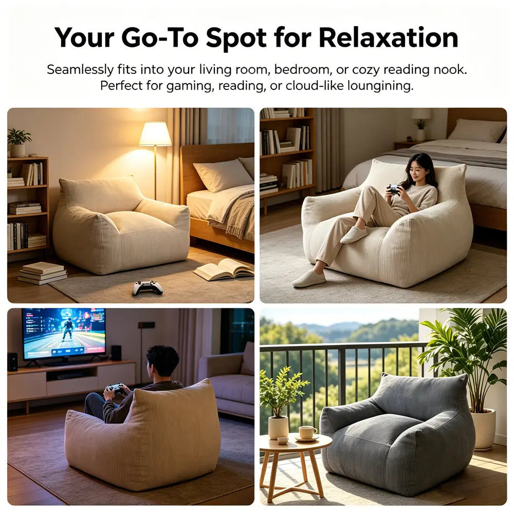 Single Sofa, Human Dog Bed, Lazy Sofa Couch, Plush Floor Gaming Chair, Suit to Put in Bedroom, Living Room,Space Saving Design High-Rebound Memory Foam Filling Modern Upholstered Sofa