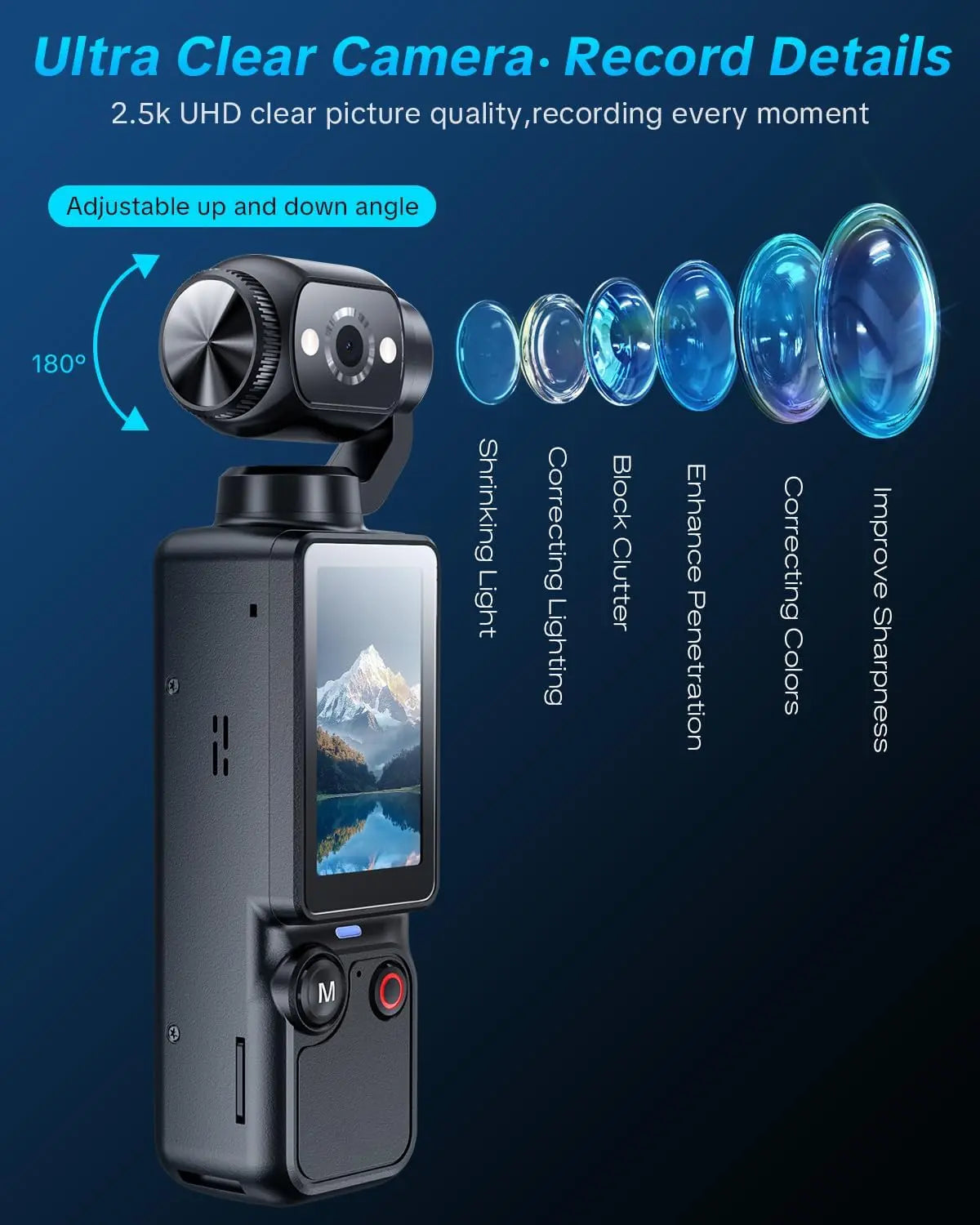W&O Q7 Portable Vlogging Camera with 180° Rotating Lens, Autofocus, 1.9" Screen, 32GB Memory Card and Mini Tripod, USB Rechargeable Handheld Camera for Travel, Selfies and Daily Recording,Back to School,Back to School Haul
