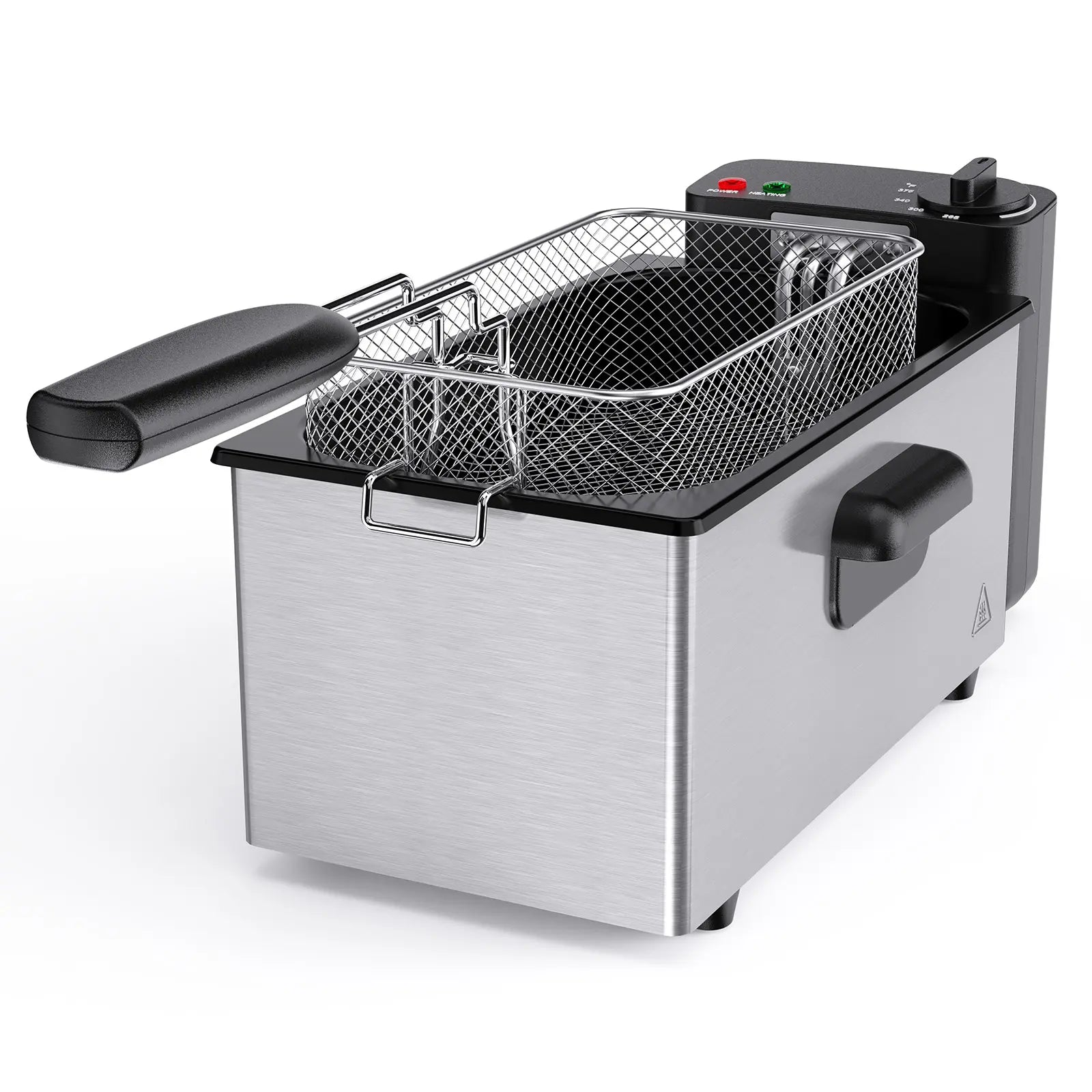 Sweetcrispy 3/5L Professional Electric Deep Fryer (Kitchen Appliances) - 3 Baskets, 1800W Fast Heating 304 Stainless Steel, Viewing Lid, Adjustable Temp, Versatile Heat Settings, Simple Use & Cleaning, 265°F-375°F for French Fries, Chicken, Temperature Co