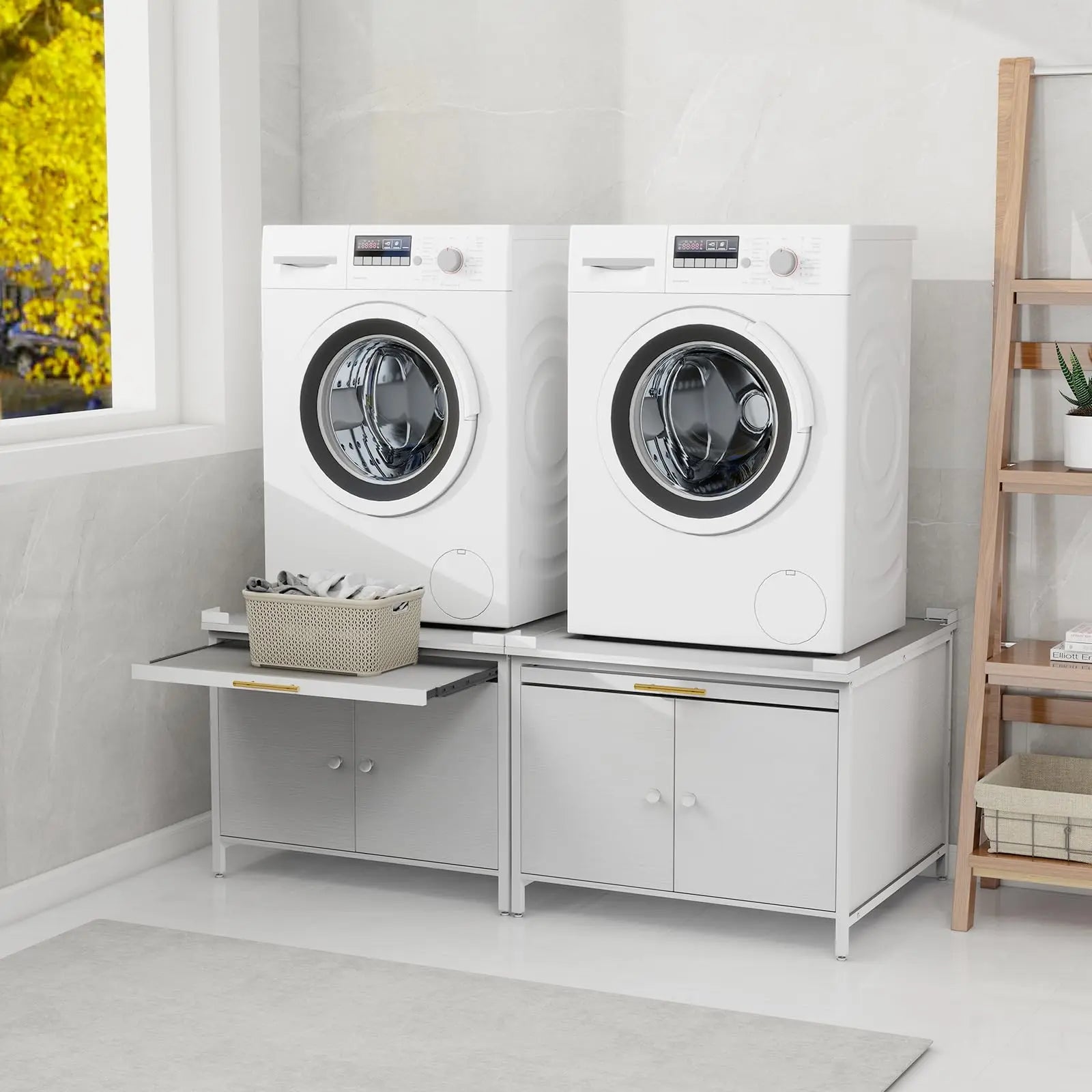 Laundry Pedestal for Washer and Dryer, Heavy Duty 29" Universal Washing Machine Stand with Adjustable Feet and 4 Panel Corner, 700LBS Capacity, Fit Anti-Vibration Design HO8043