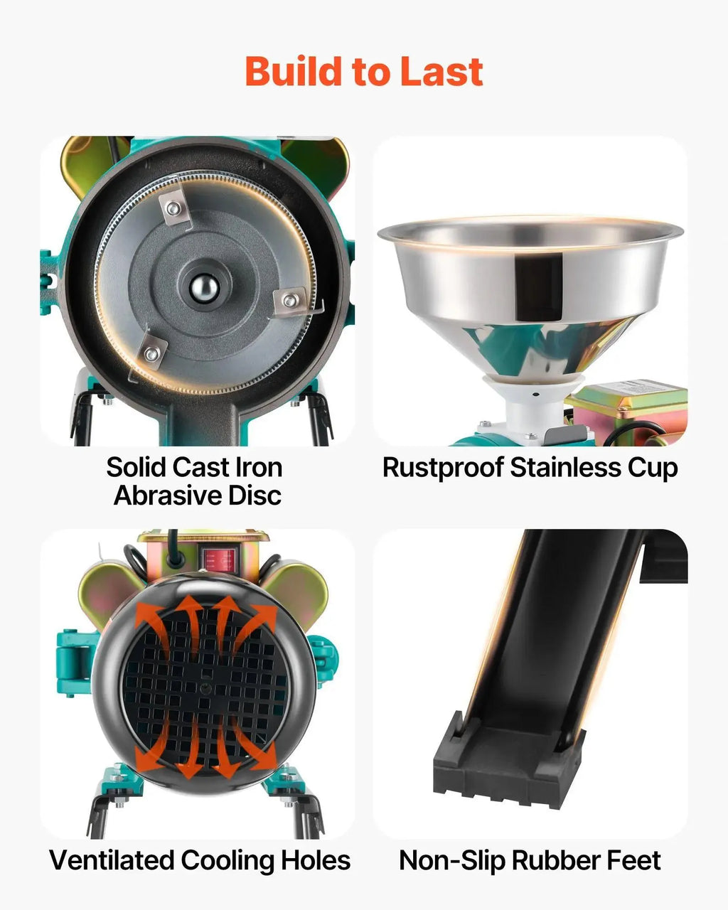 【Backtoschool】Vevor Electric Grain Mill Grinder, 110 Lbs/H Commercial Spice Grinders, 1500W Cast Iron Pulverizer Powder Machine with Non-Slip Rubber Feet, for Dry Grains, Spices, Cereals, Coffee, Corn & Pepper
