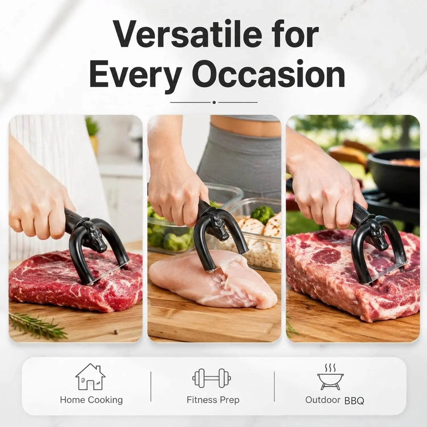 Beef & Pork Slicer, Handheld Meat Fat Trimming Knife, Ergonomic Meat Cutting Tool for Butchering, Meat Preparation & Home Kitchen Use