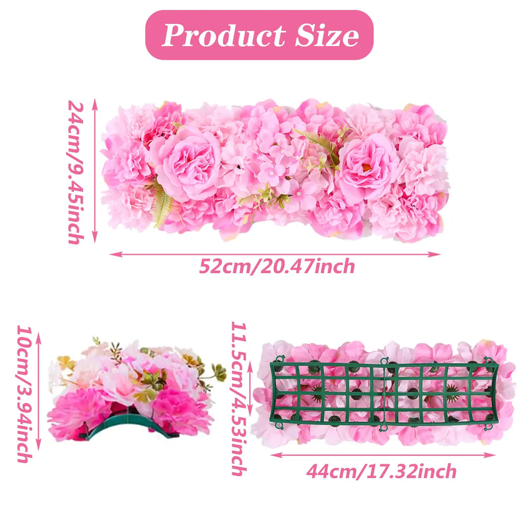 Artificial Flower Panels for Wedding Arch - Dark Pink Rose & Champagne Pink Silk Peony Hanging Garland, Faux Floral Decor for Ceremonies, Hotel Flower Walls & Decoration Needs, Peonies Flowers