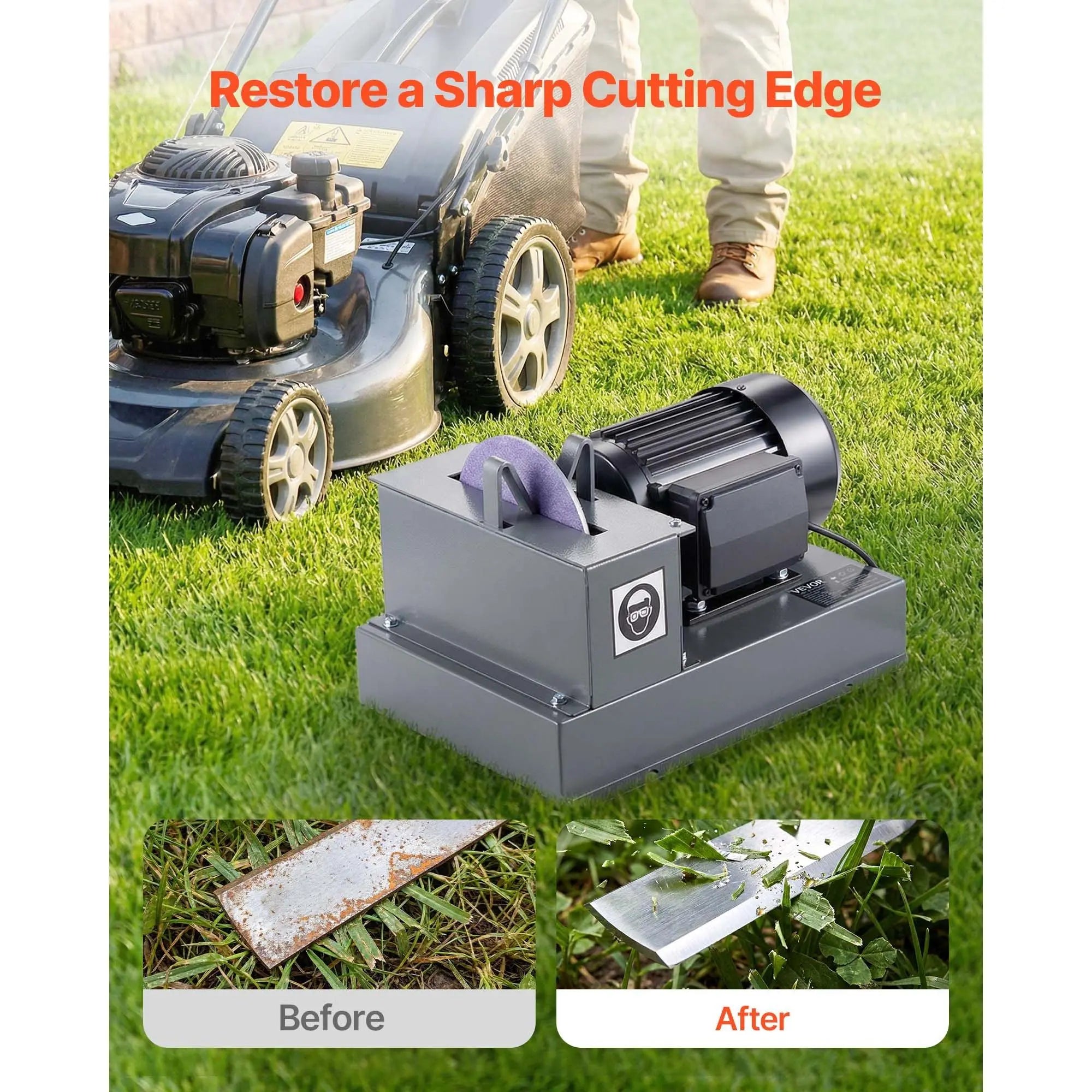 VEVOR Lawn Mower Blade Sharpener, 2/3HP Lawnmower Blade Grinder with 7" Ceramic Grinding Wheel and Balancer, 30 or 40 Blade Sharpening Machine for High Lift, Low Lift, Gator Flat Blades