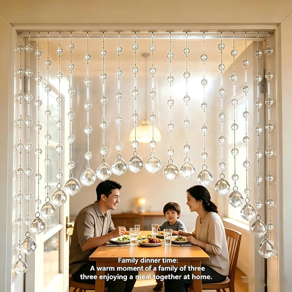 20-Strand Crystal Beaded Curtain, Multicolor Acrylic Arched Room Divider with Rainbow Beads for Bedroom, Living Room, Cafe