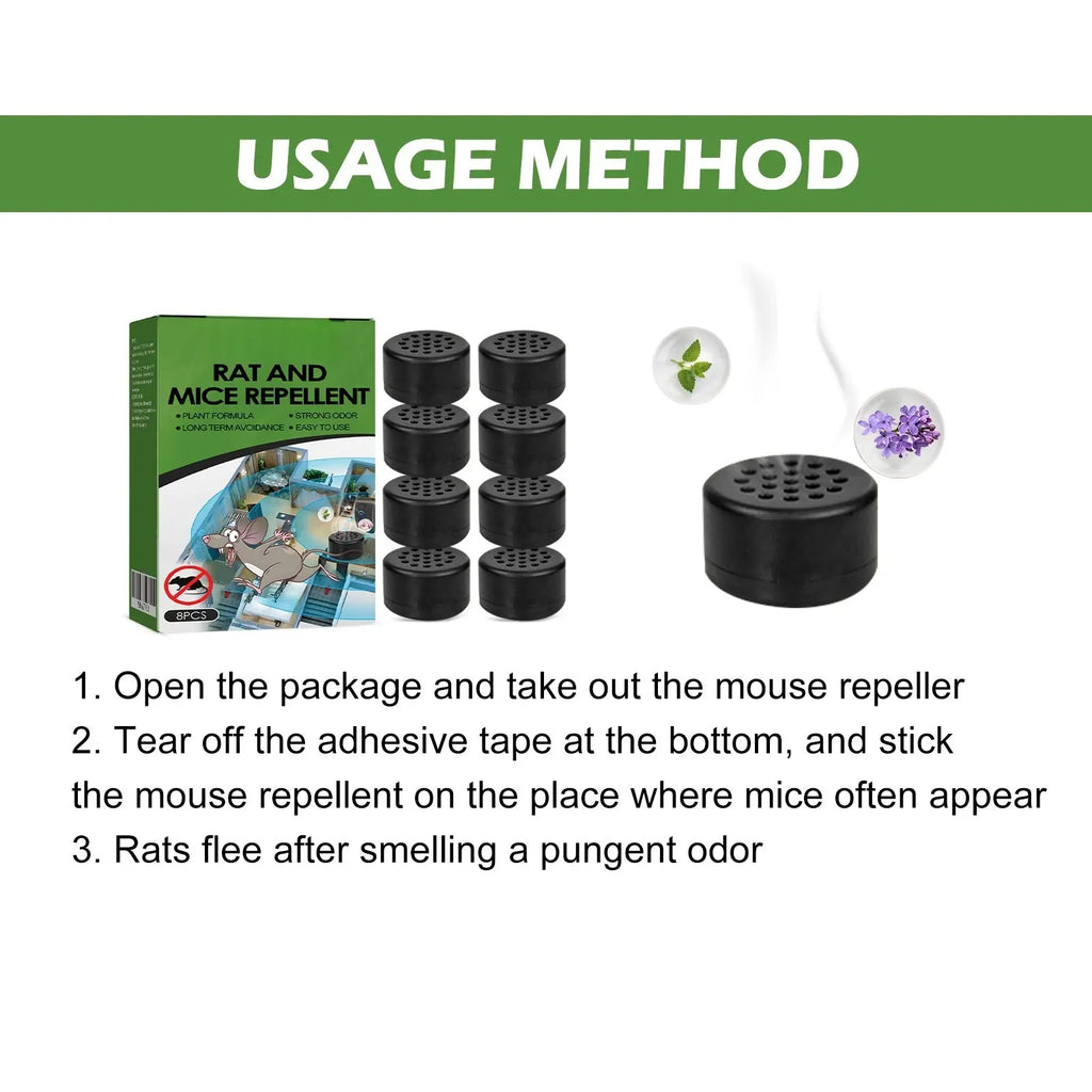 Plant-Based Rat & Mice Repellent Balls, 8 PCS per Box, Safe Rodent Deterrent for Car Engine Bay & Home, Residential Pest Control Supplies,Mouse Rodent Repellent,Mouse Repellent Pouch,Peppermint Oil Mouse Repellent