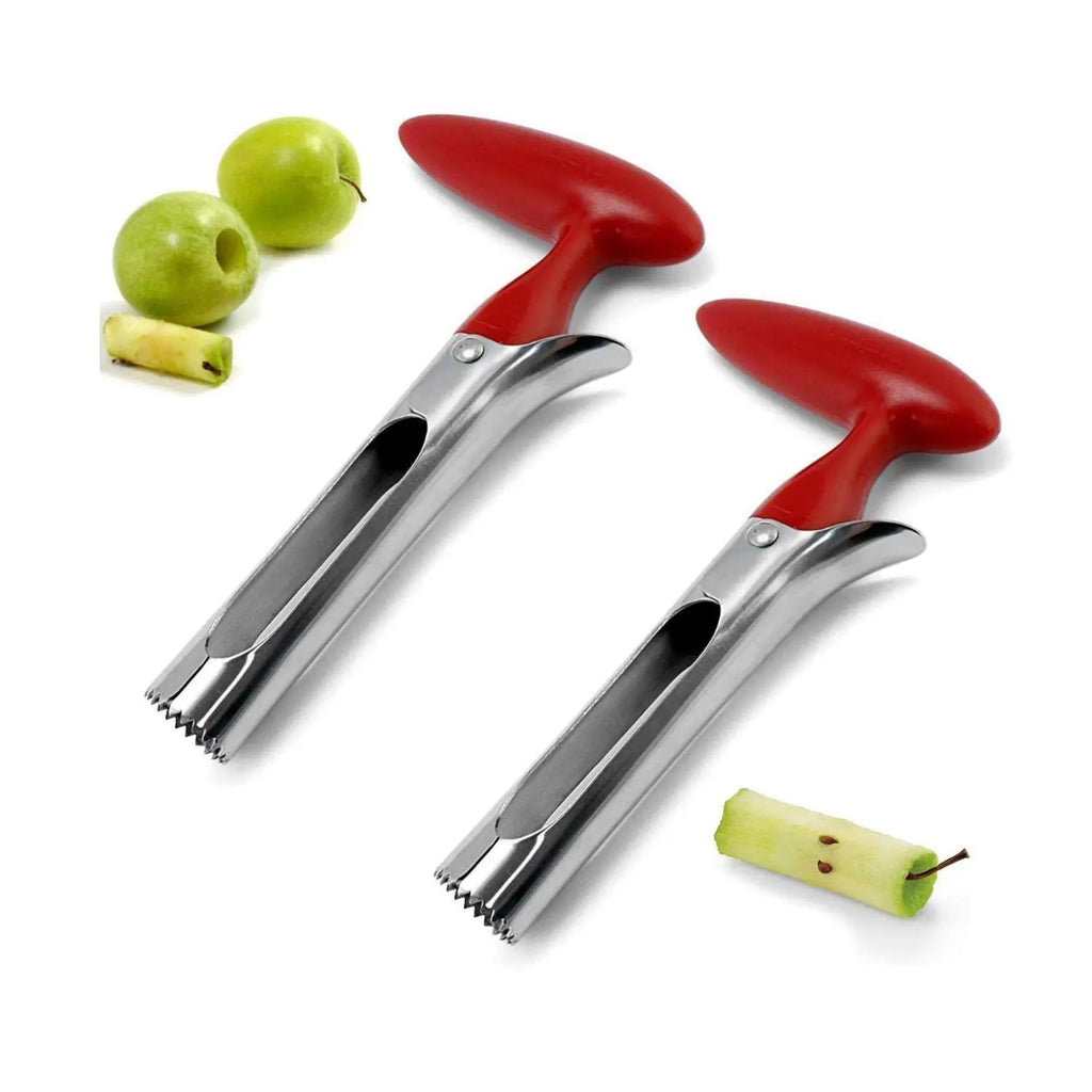 2Pcs Stainless Steel Fruit Corer - Kitchen Utensils Gadget with Jagged Tip, Easy-Twist Daily Use Seeder for Apples Pears, Fruit & Vegetable Core Remover Tool