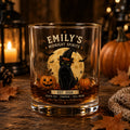 Black Cat Halloween Whiskey Glass, Custom Cat Lover Gift, Black Cat Whiskey Glass, Personalized Funny Cat Whiskey Glass, Funny Best Friend Gift, Cat Lover Gift, Personalized Rocks Glass, Birthday Gift for Her, Halloween Gift, 11Oz Whiskey Glass Classic Dr