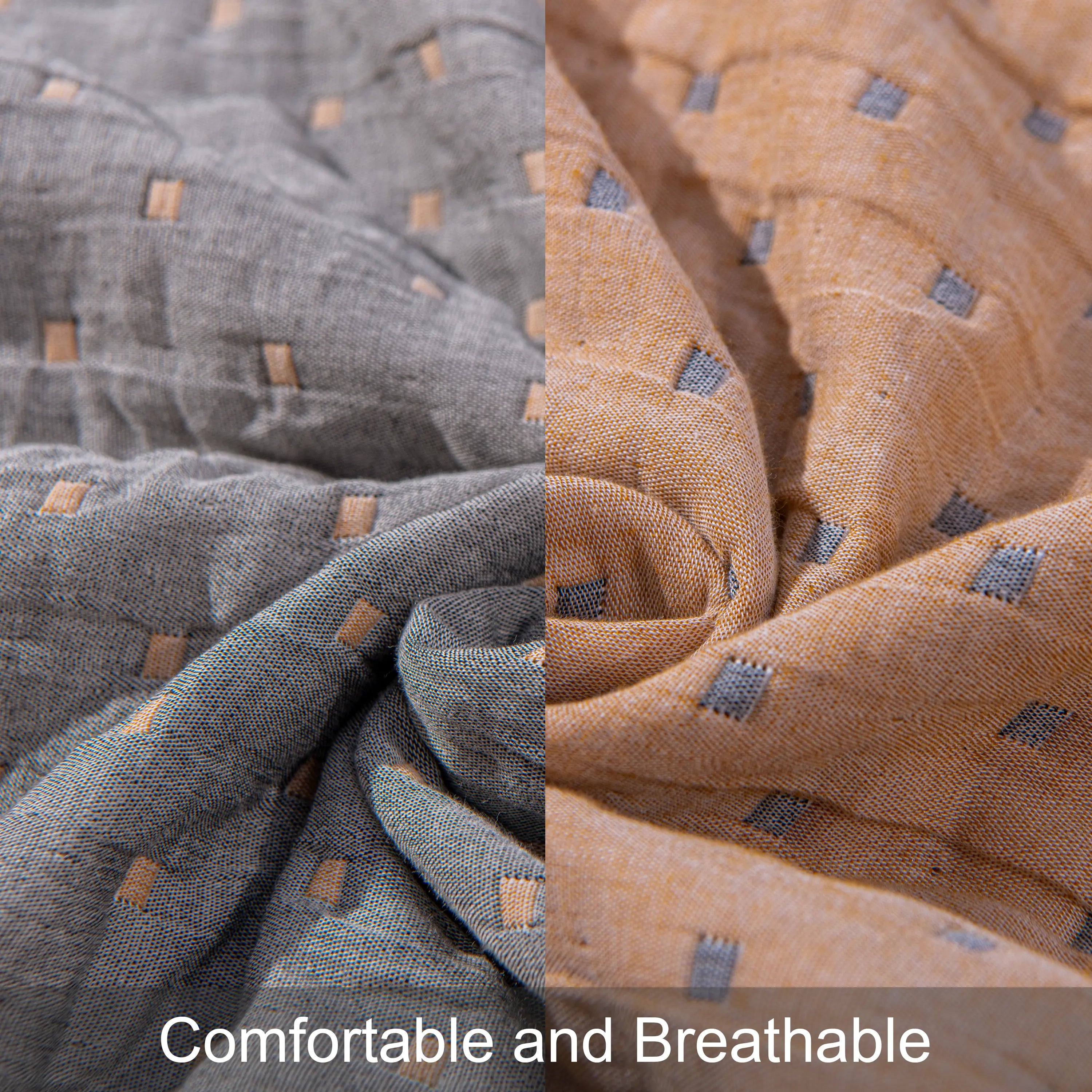 Bedsum 3-Layer Natural Cotton Muslin Jacquard Blanket - Cozy Aesthetic, Ultra Soft, Breathable, Reversible, Lightweight, Multi-Size for Adults, All-Season Warm Comfort, Bedroom Decor Throw