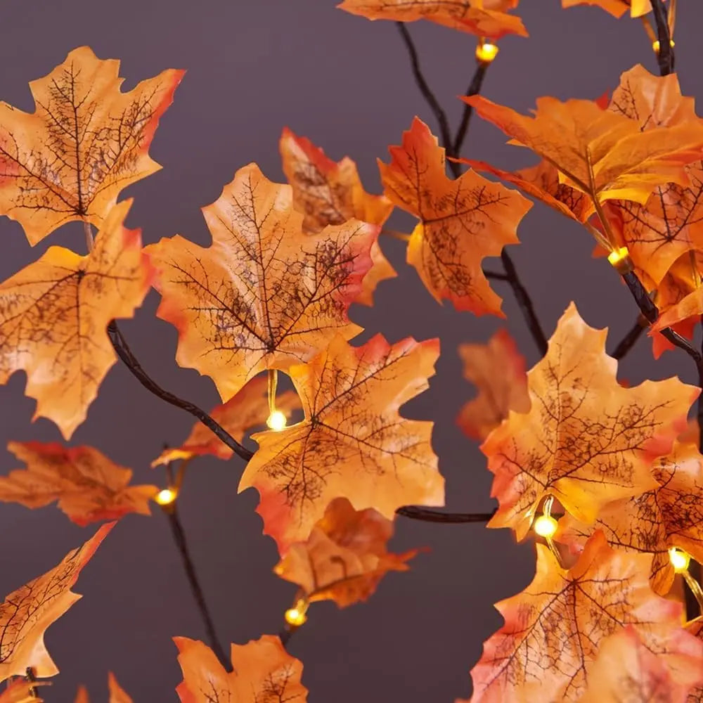 6FT 120LED Artificial Lighted Maple Tree Warm White Fall Decorations Indoor Ourdoor, Orange