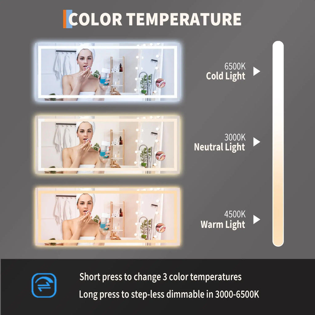 Garvee 60"X 36" LED Bathroom Mirror with Lights, Dimmable, Anti-Fog, Backlit + Front Lit, Smart Bathroom Vanity Mirror for Wall, Memory Function, Shatter-Proof (Horizontal/Vertical)