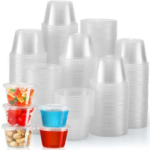120-Pack 4Oz Disposable Sturdy Portion Cups with Lids, Airtight Stackable Plastic Souffle Jello Shot Sauce Condiment Cups for Lunch, Parties, 4Oz - 120