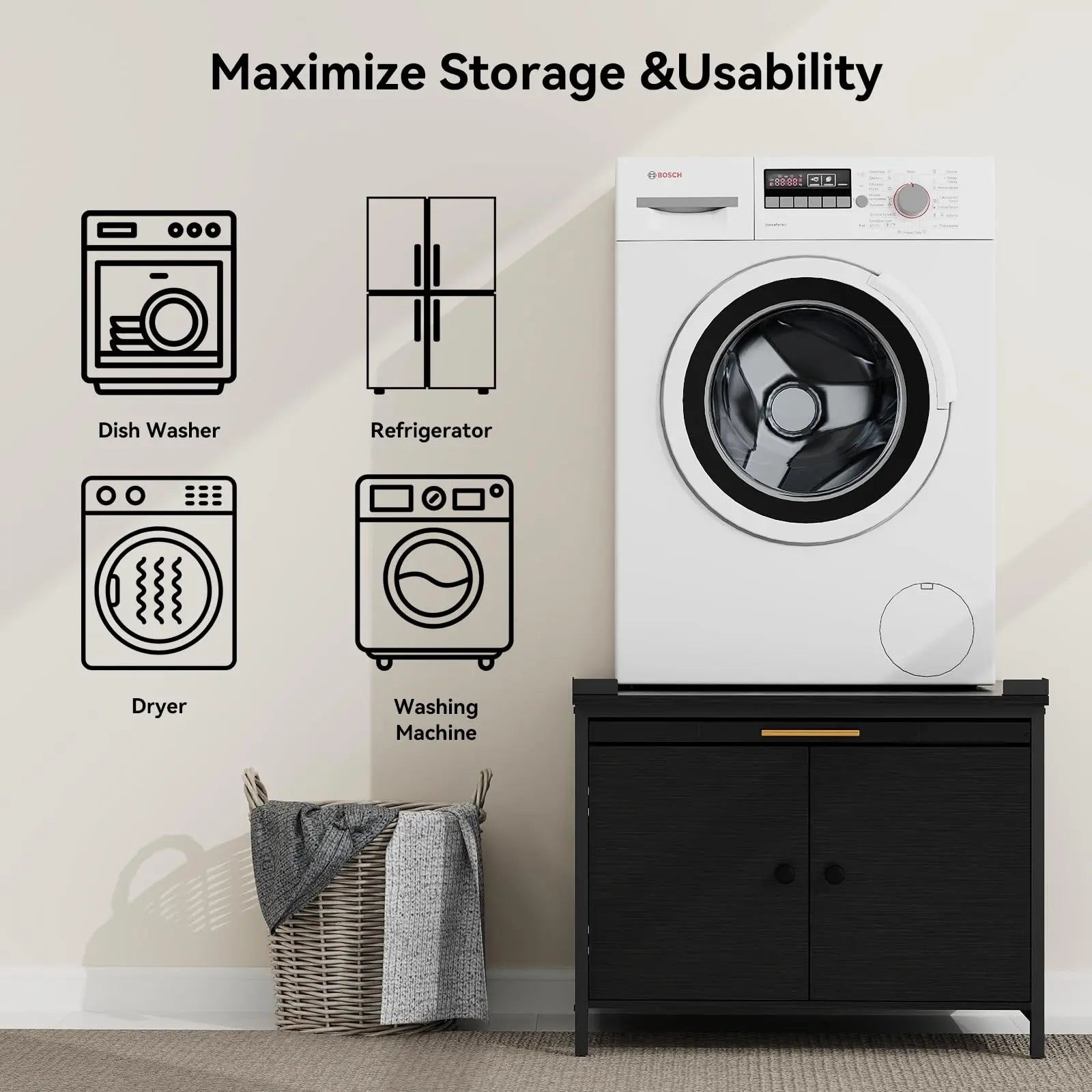 Laundry Pedestal for Washer and Dryer, Heavy Duty 29" Universal Washing Machine Stand with Adjustable Feet and 4 Panel Corner, 700LBS Capacity, Fit Anti-Vibration Design HO8043