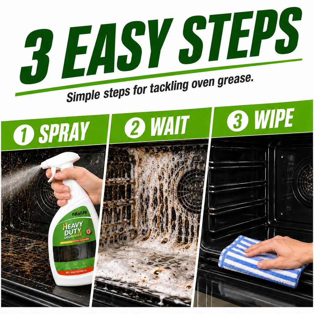 NUAN Heavy-Duty Degreaser Spray Bottle , Kitchen Grease Remover for Range Hood Filters, Stovetops, Backsplash & Stainless Steel Surfaces-M2