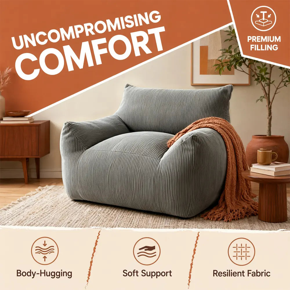 Single Sofa, Human Dog Bed, Lazy Sofa Couch, Plush Floor Gaming Chair, Suit to Put in Bedroom, Living Room,Space Saving Design High-Rebound Memory Foam Filling Modern Upholstered Sofa