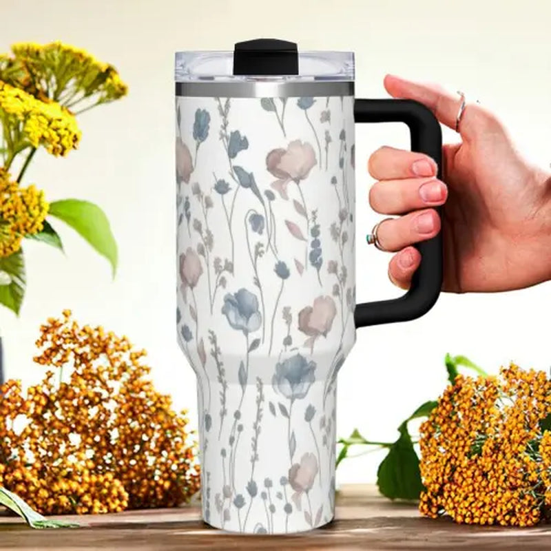 Ghostface Scream 40Oz Tumbler, Scream Horror Movie Travel Mug with Handle, Stainless Steel Insulated Cup, Full Wrap Printed Drinkware, Halloween Gift for Horror Fans