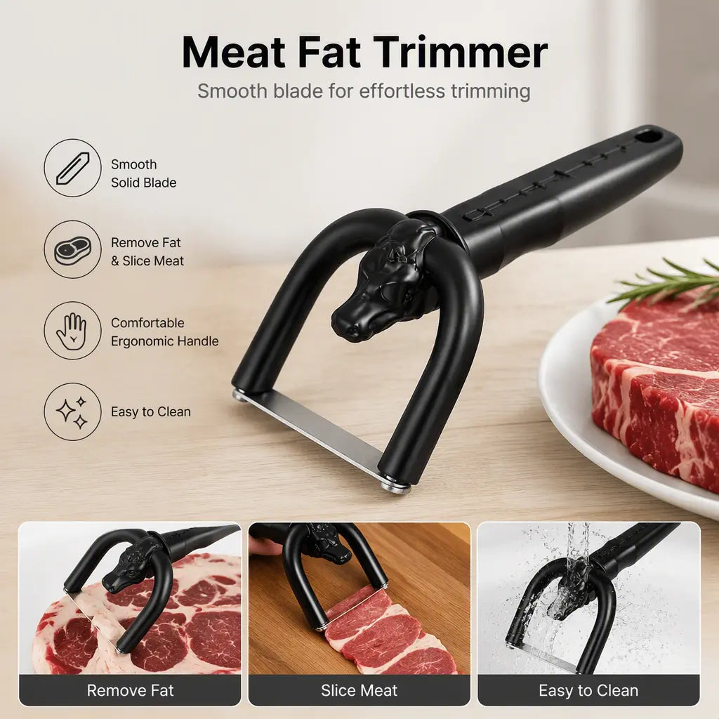 Beef & Pork Slicer, Handheld Meat Fat Trimming Knife, Ergonomic Meat Cutting Tool for Butchering, Meat Preparation & Home Kitchen Use