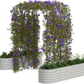 [Huge Clearance! Low Cost for Next‑Year Gains]2Pcs Raised Garden Bed Set 200X60X45Cm Planter Box + 180X90X240Cm Arch Trellis Climbing Frame 0.6Mm Color Steel Metal Vegetable Flower Planters with Butterfly Nut Assembly