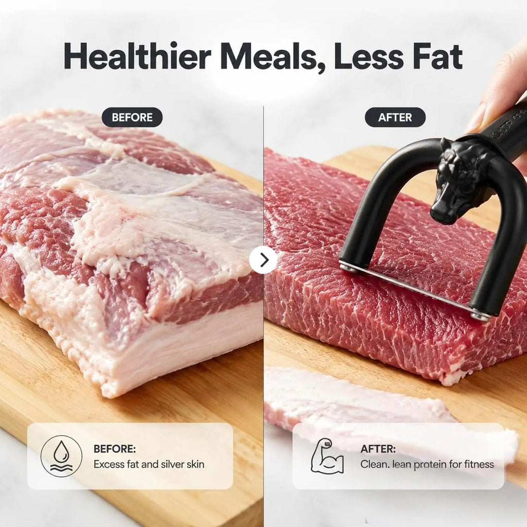 Beef & Pork Slicer, Handheld Meat Fat Trimming Knife, Ergonomic Meat Cutting Tool for Butchering, Meat Preparation & Home Kitchen Use