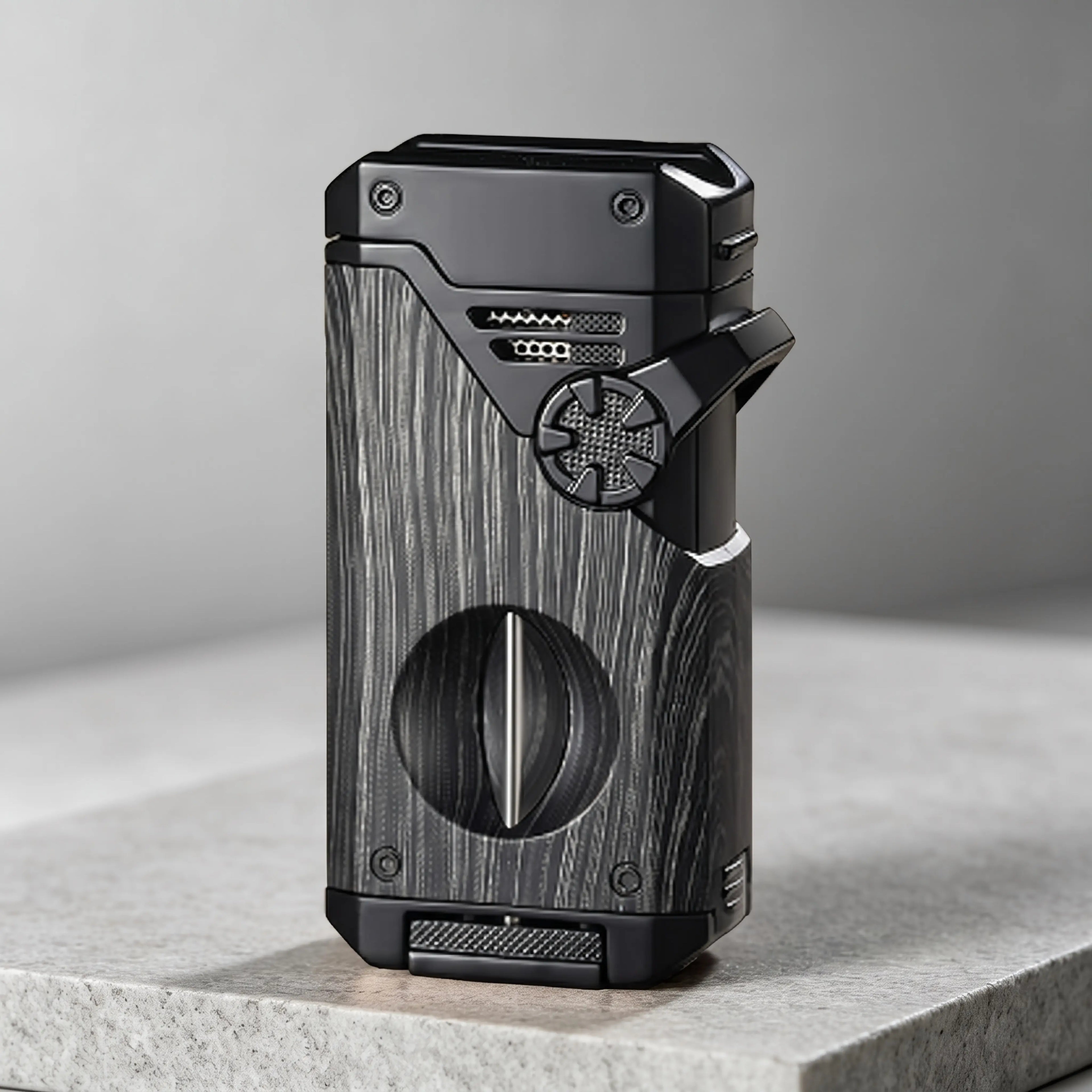 (Gas Not Included) 5-In-1 Quad Flame Butane Lighter, Windproof Refillable Lighter with Adjustable Flame, EDC Tool for Outdoor & Daily Use, Great Gift for Men, Dad, Boyfriend, Business, Gift Box Included