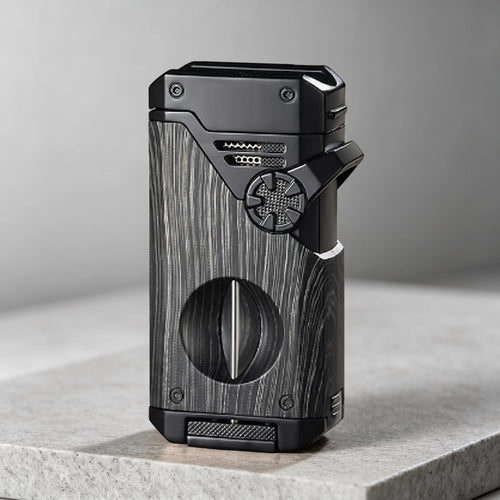 (Gas Not Included) 5-In-1 Quad Flame Butane Lighter, Windproof Refillable Lighter with Adjustable Flame, EDC Tool for Outdoor & Daily Use, Great Gift for Men, Dad, Boyfriend, Business, Gift Box Included