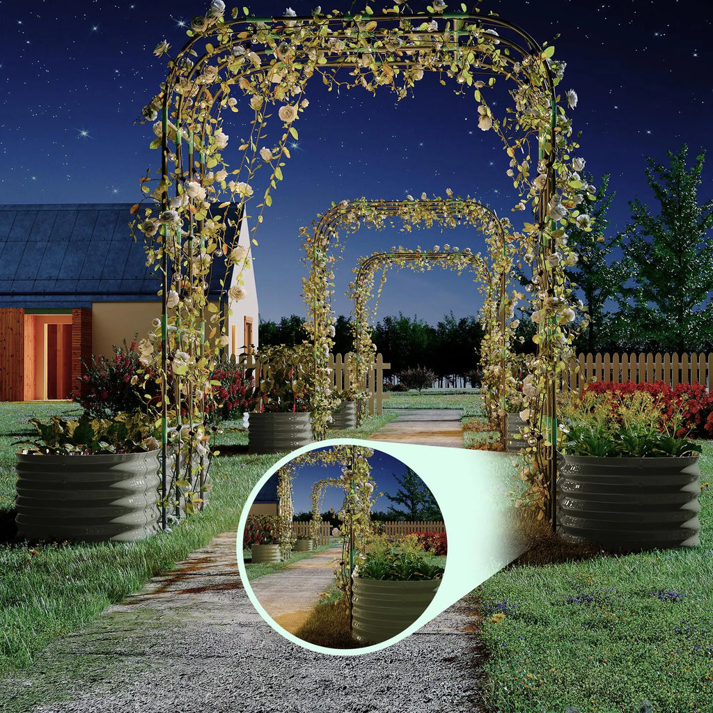 [Huge Clearance! Low Cost for Next‑Year Gains]2Pcs Raised Garden Bed Set 200X60X45Cm Planter Box + 180X90X240Cm Arch Trellis Climbing Frame 0.6Mm Color Steel Metal Vegetable Flower Planters with Butterfly Nut Assembly