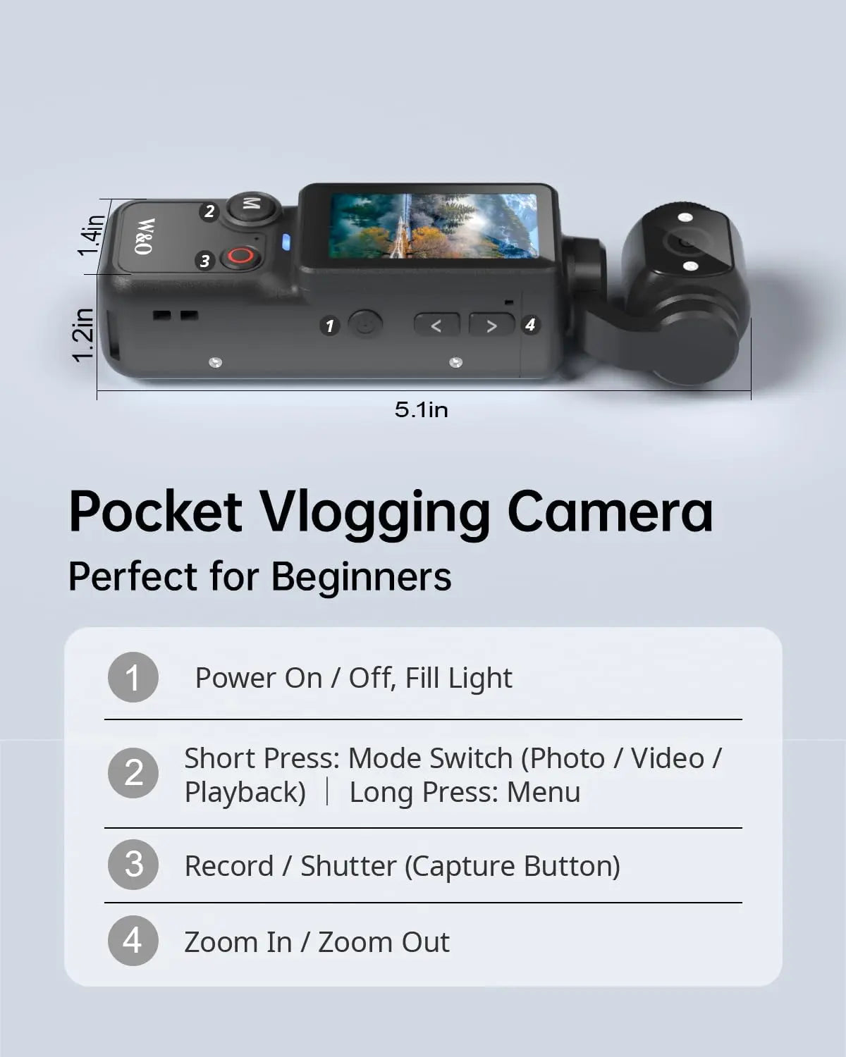 W&O Q7 Portable Vlogging Camera with 180° Rotating Lens, Autofocus, 1.9" Screen, 32GB Memory Card and Mini Tripod, USB Rechargeable Handheld Camera for Travel, Selfies and Daily Recording,Back to School,Back to School Haul