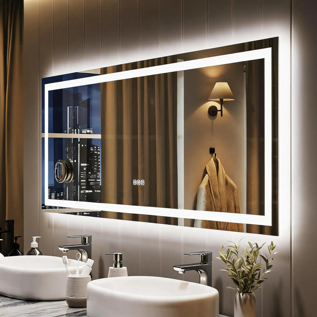 Garvee 60"X 36" LED Bathroom Mirror with Lights, Dimmable, Anti-Fog, Backlit + Front Lit, Smart Bathroom Vanity Mirror for Wall, Memory Function, Shatter-Proof (Horizontal/Vertical)